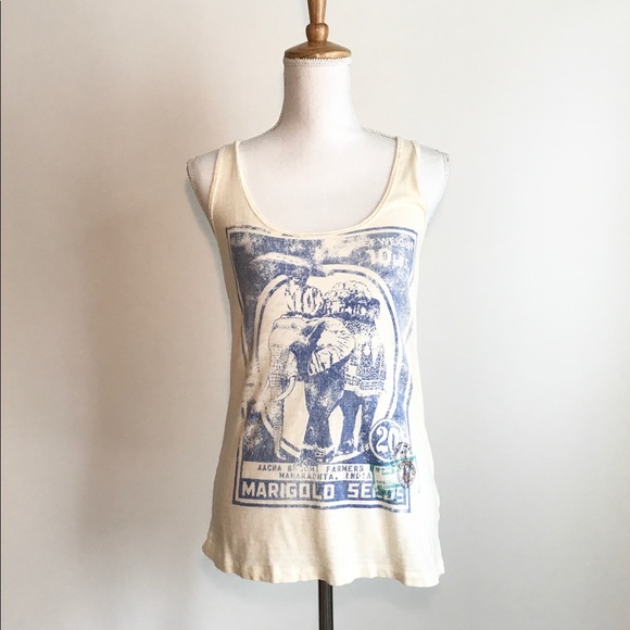 J. Crew Tops - J. Crew Graphic Elephant Stamp Tank Size Medium